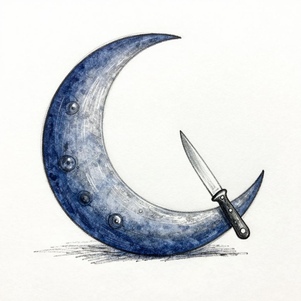 moon holding knife